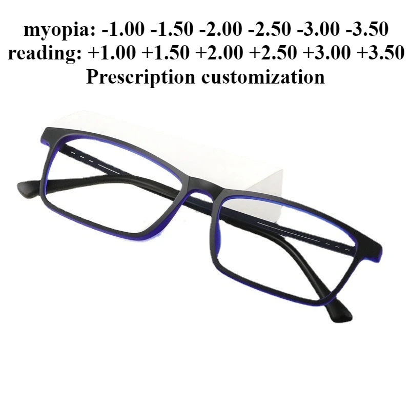 

56 мм очки для близорукости мужские клетчатые полнокадровые очки с большим лицом сверхлегкие очки в оправе прямоугольные очки для чтения с защитой от синего света