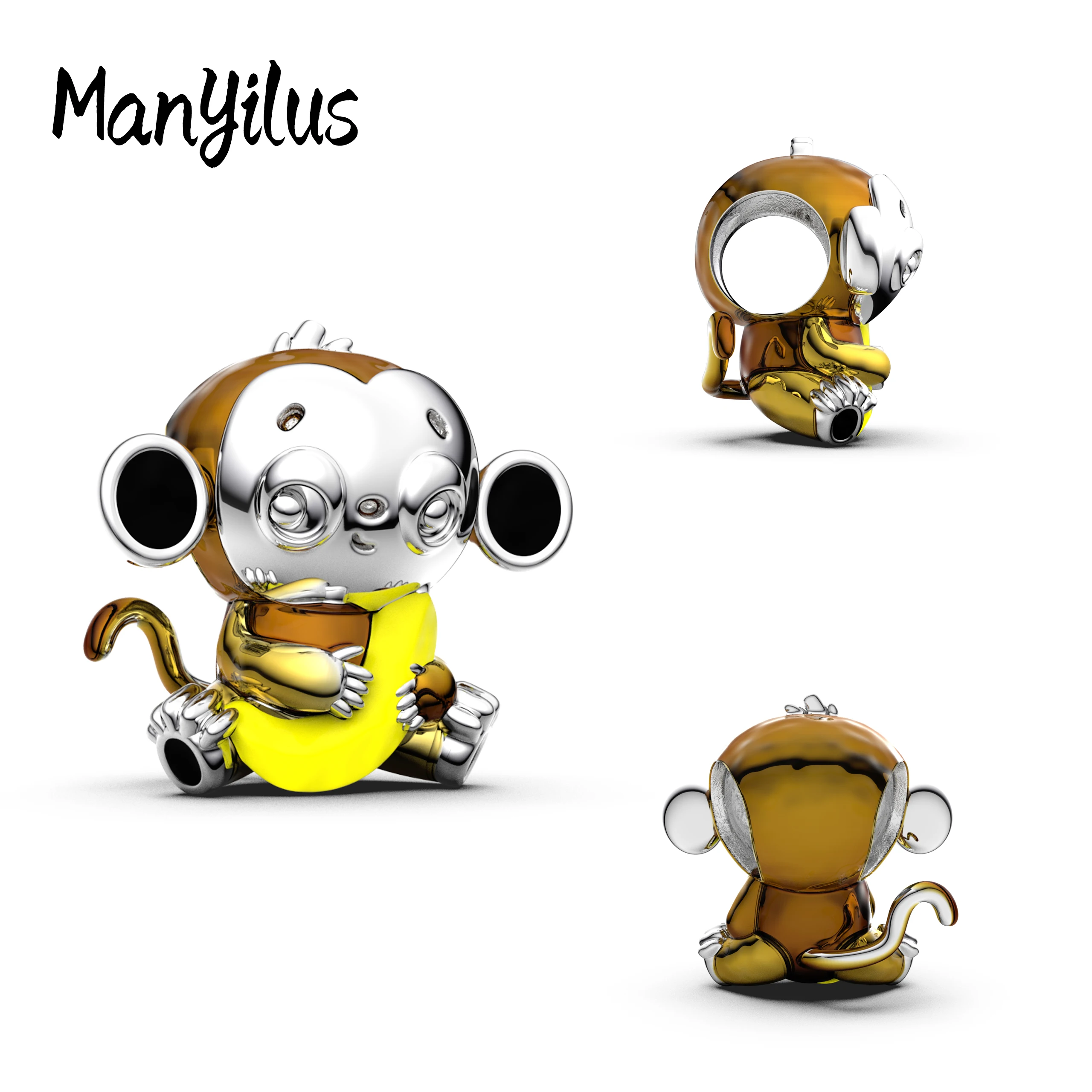 

Manyilus Hot Sale Monkey Charms S925 Sterling Silver Bag Beads For Original 925 Charm Bracelet Charms For Jewelry Making Gifts