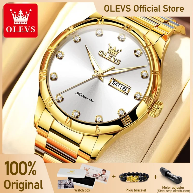 

OLEVS 7030 Men's Watches For Men Brand Business Wristwatch Zircon Scale Dual Calendar Display Waterproof Luminous Reloj Hombre