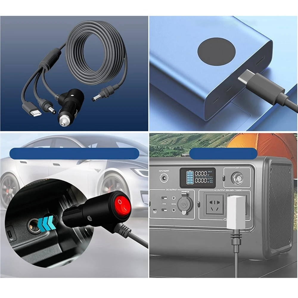 2/3/5 متر ل Starlink Mini 3 في 1 مع التبديل Type-C/DC وصلة كابل الطاقة ل Starlink سيارة صغيرة ولاعة السجائر التوصيل والتيار المستمر الذكور