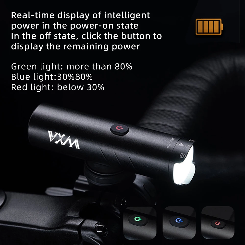 

VXM 1200 Lumens LED Bike Light 4000mAh Power Bank Type-C Charging Front Lamp Bicycle Headlight MTB Road Cycling Flash Highlight