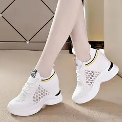 Breathable Women's Sneakers Lace Up Womens Wedge Shoes Versatile Female Shoes 2025 New Platform Shoes Comfortable Zapatos Mujer