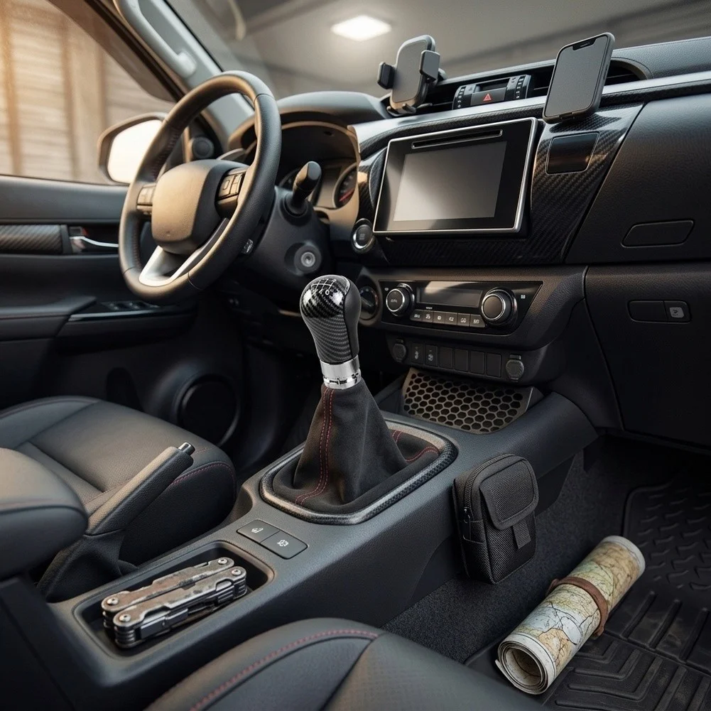Auto Interior Accessory Carbon Fiber Gear Knob 19mm Diameter Size Ergonomic Grip Design Smooth Shifting Action