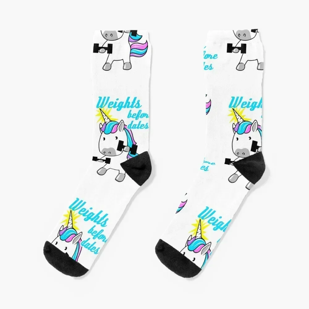 Weights before dates unicorn Socks with print Rugby sport Men Socks Luxury Brand Women's