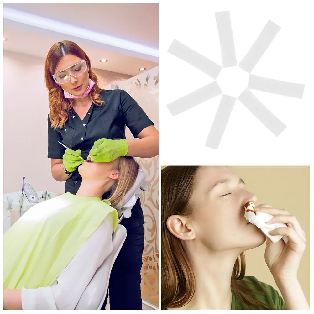 50Pcs Cotton Rolls Small for Nose Bleeds Mouth Wounds Ear Care High Absorbent Soft Disposable Oral Nasal Rolled Cotton Plugs