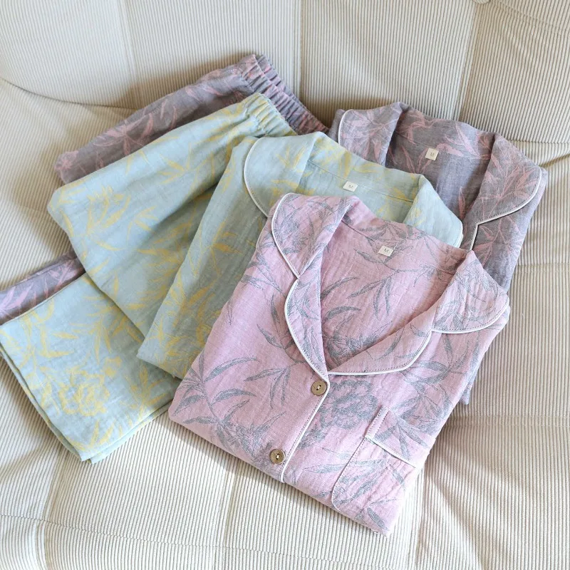 2026 New Women's Spring And Autumn Pajama Set 100% Cotton Color Weaving Chinese Style Long Sleeve Home Clothes Two Piece Set