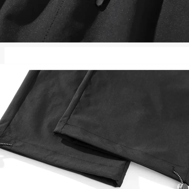 Spring Autumn Men's Solid Pockets Shirring Drawstring Bandage Elastic High Waisted Casual Loose Sports Trousers Clothing Pants