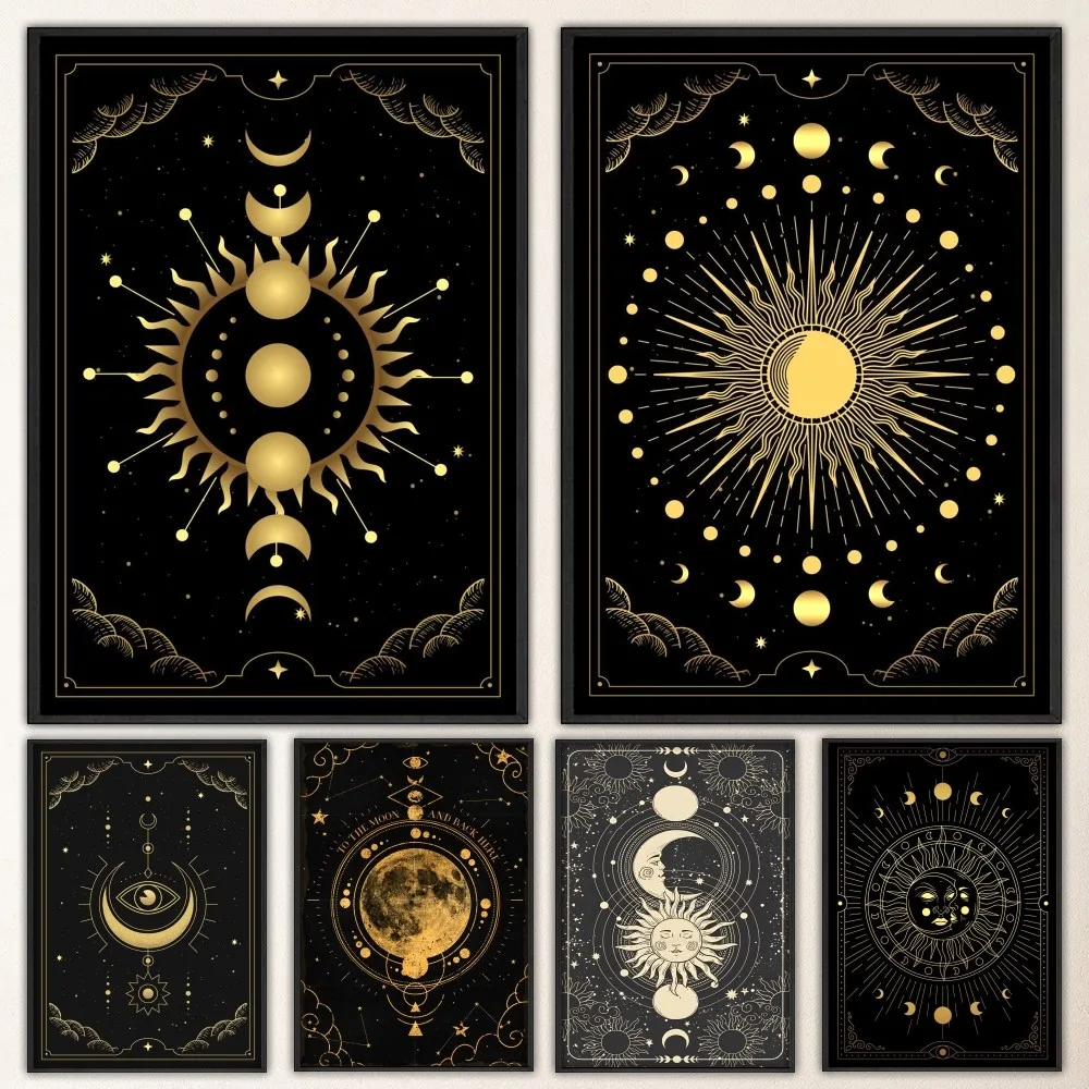 The Sun Moon Tarot Card Poster Sticky Fancy Wall Sticker for