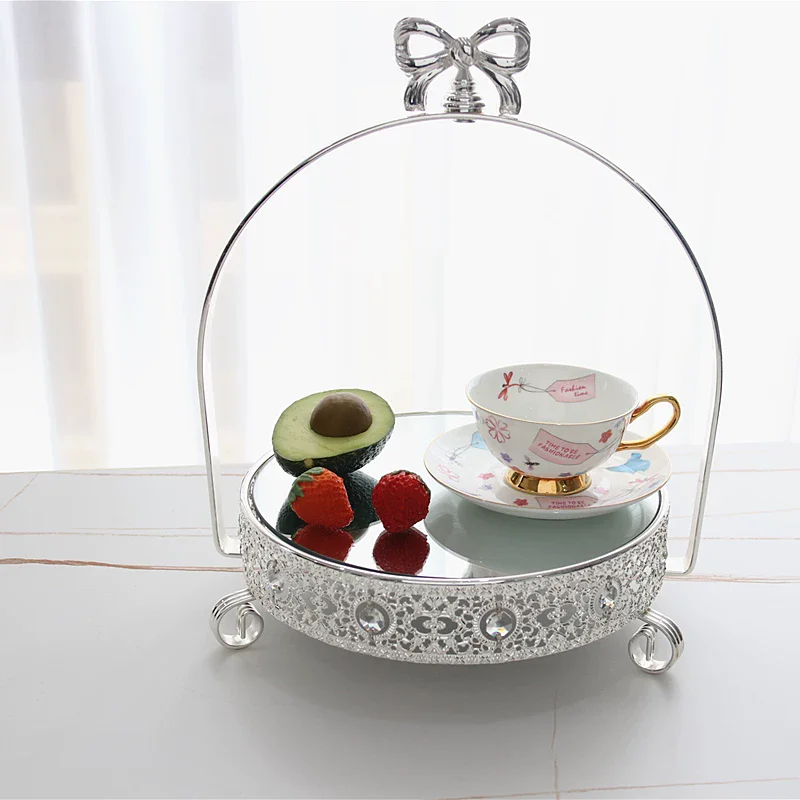 Aromatherapy Cosmetics Tray Decoration Wedding Dessert Table Mirror Display Stand Afternoon Tea Pastry Tray Candle Storage Holde