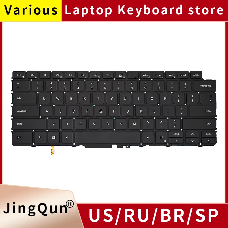 Clavier américain pour Dell XPS 13 7390 2-en-1 langue anglaise noir avec rétro-éclairage 04J7RW NSK-ET0BC PK132Cratios A00 4J7RW d'origine