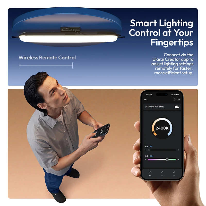 Ulanzi RGB 40W Handheld Tube Light Handheld Inflatable Video Light Bi-color RGB Fill Light Tube Light for Photography