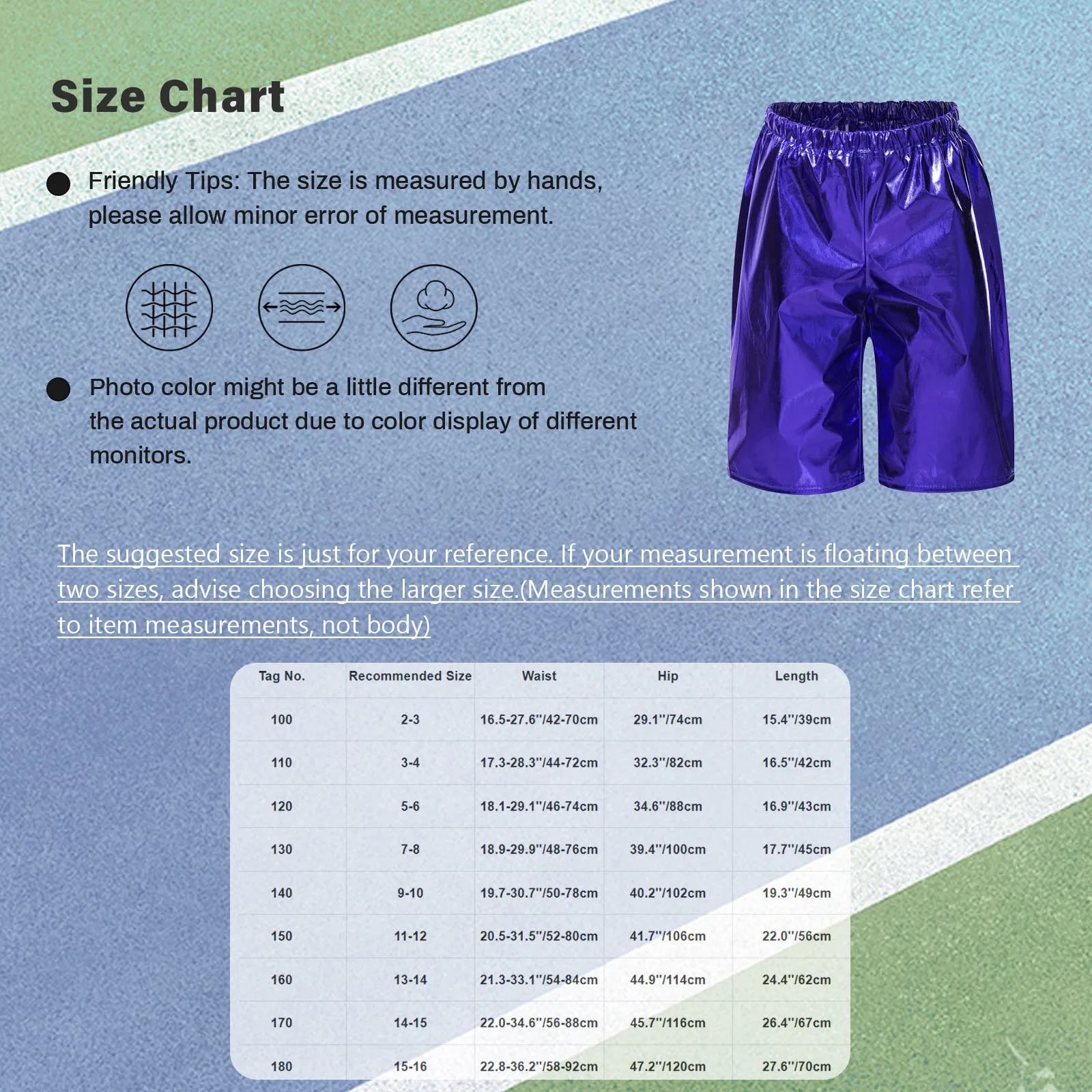 Kids Girls Boys Shiny Metallic Shorts Hip Hop Latin Jazz Dancing Costume Dancewear for Carnival Stage Performance Cosplay Party