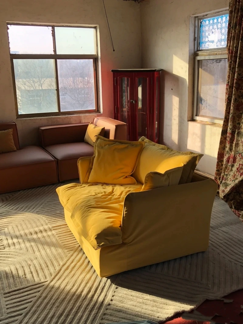 الشمال كسول صف مستقيم أريكة شقة شقة صغيرة قابلة للفك بالكامل والغسيل وابي ساندي الرياح محظية كرسي B & B #6