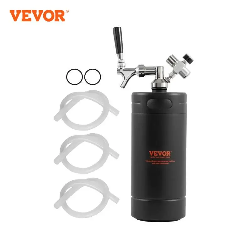 VEVOR Beer Growler Tap System 304 Stainless Steel Pressurized Keg Growler with Pressure Display For Draft Homebrew Craft Beer