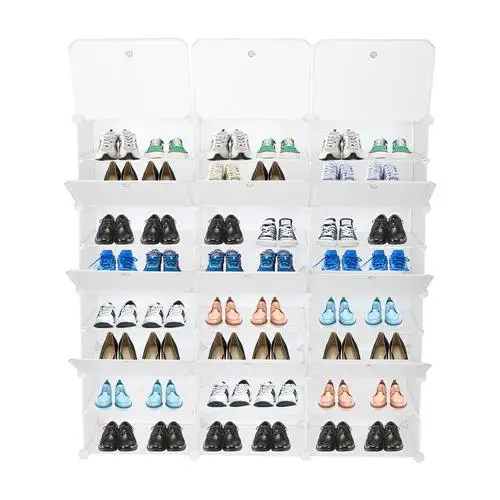 

8-Tier Portable 48 Pair Shoe Rack Organizer 24 Grids Tower Shelf Storage Cabinet Stand Expandable for Heels, Slippers, White