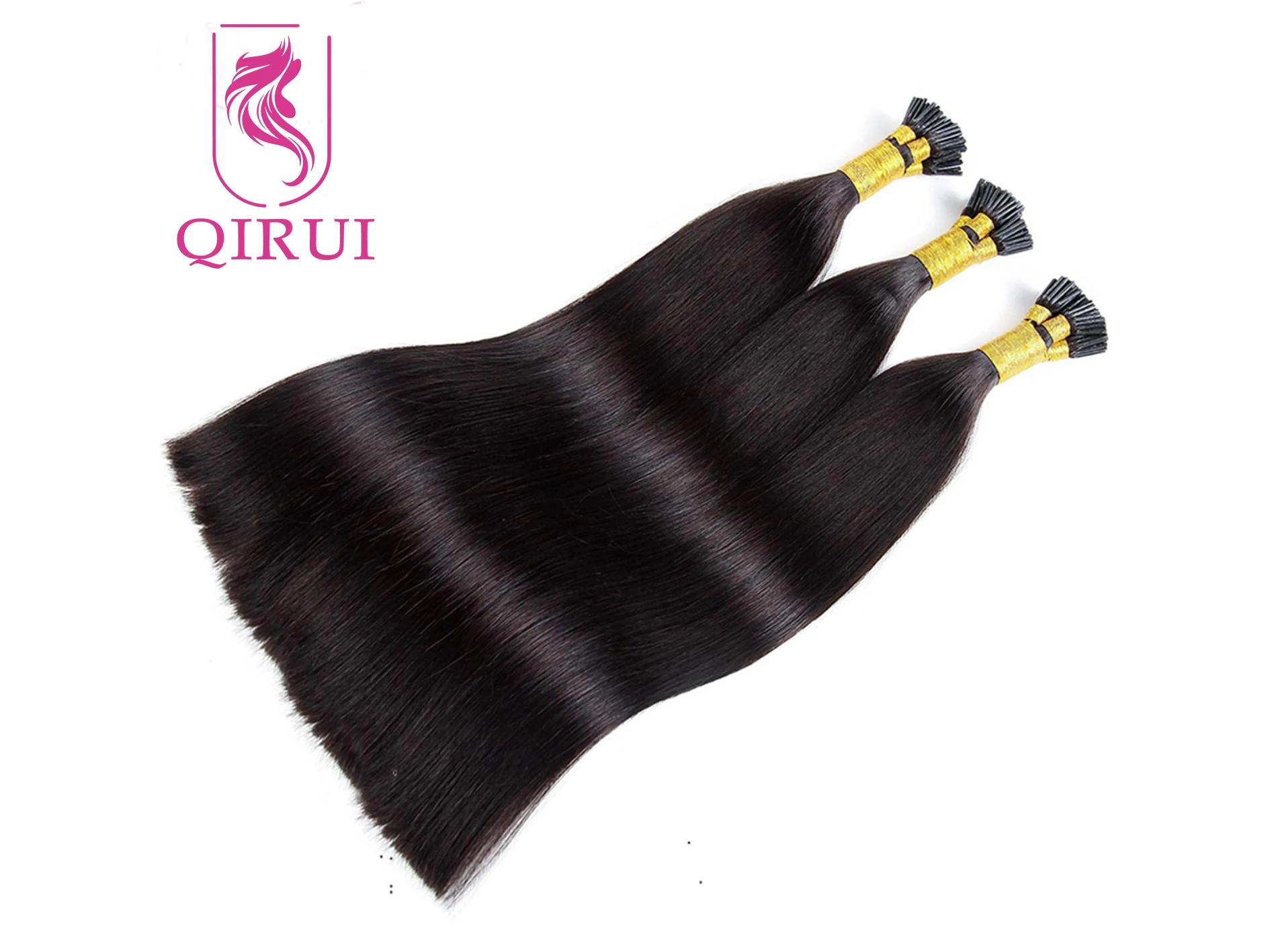 QIRUI-extensiones de cabello liso y sedoso para mujer, microeslabones, cabello virgen brasileño de queratina, 100% cabello humano, 1 g/h, 100 hebras