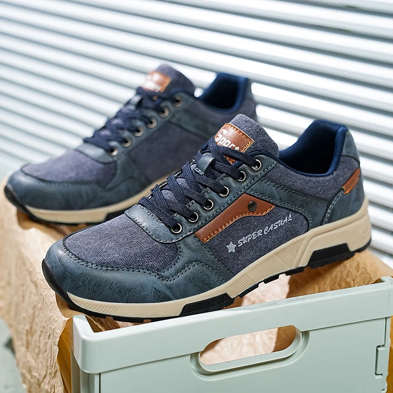 

Casual Denim Men's Shoes Four Seasons Trendy British Style round Toe Non Leather Comfortable Footbed Breathable Upgraded Version