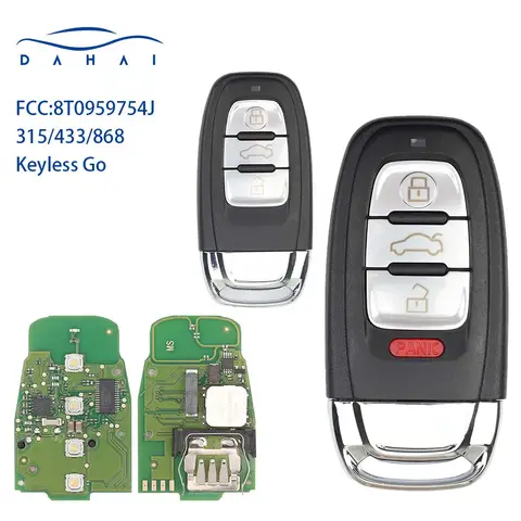 Dahai 자동차 리모컨 키, 아우디 A4 A5 A6 A7 A8 8T0959754J 8T0959754F 315MHz 434MHz 868MHz