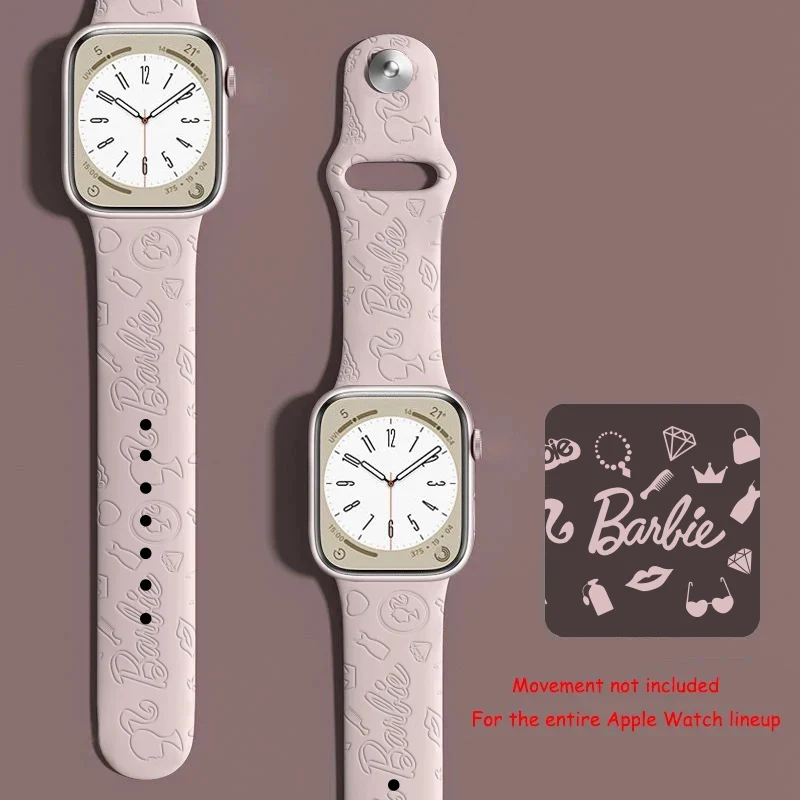 Barbie Armband für Apple Uhren armband 38mm 41mm 42mm 45mm 40mm 44mm 49mm Silikon Sport gravierte Armband iwatch 8 ultra se 7 6 5 4