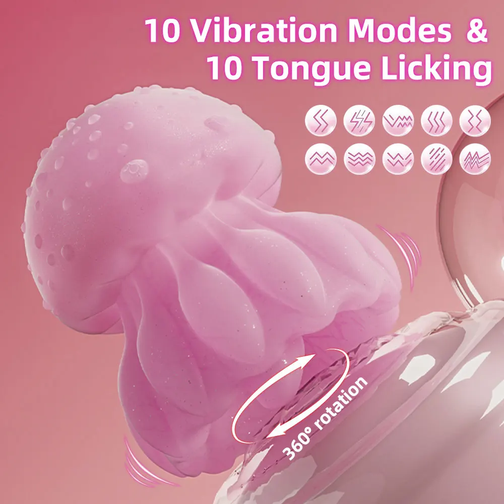 Tongue Licking Vibrator 10 Modes Vibration LED Rainbow Color Jellyfish Vibrator Nipple Clitoral Stimulator Sex Toy for Adults 18