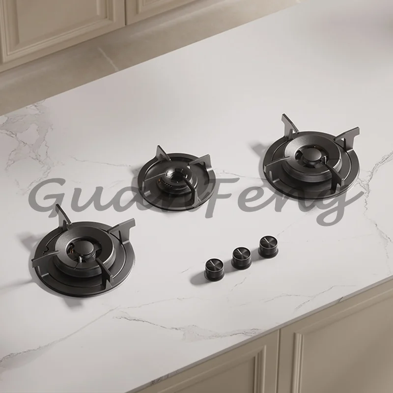 Premium Built-in Gas Cooktop 3-Burner 5.2KW Copper Flame Failure Protection Panel-Ready