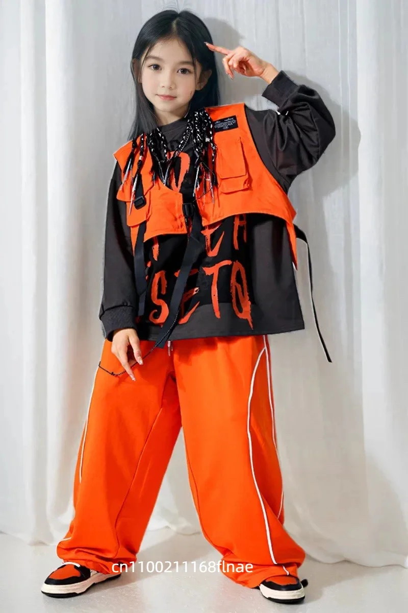 

Детский костюм для уличных танцев, повседневный жилет в стиле хип-хоп для мальчиков, комплект для джазовых танцев для девочек