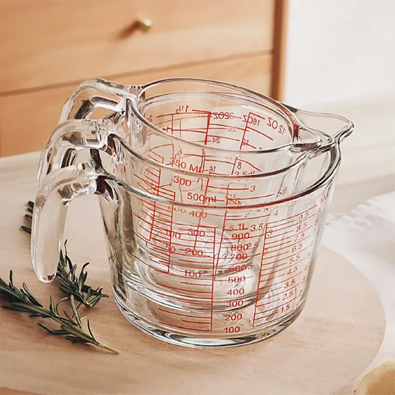 Gelas pengukur gelas untuk memanggang dan memasak, pencuci piring, Freezer, Microwave, dan Oven panas aman, alat dapur penting