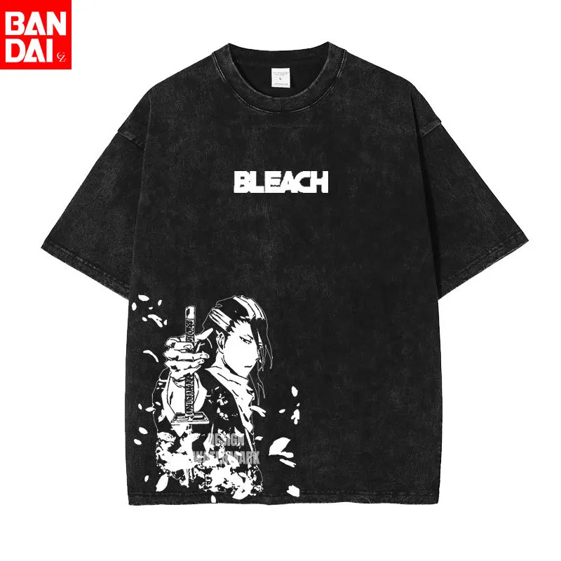 

Футболка с принтом персонажа-самурая из аниме BLEACH, с эффектом потертости | Винтажная футболка оверсайз с коротким рукавом | Уличная одежда в стиле Харадзюку, повседневная, из хлопка