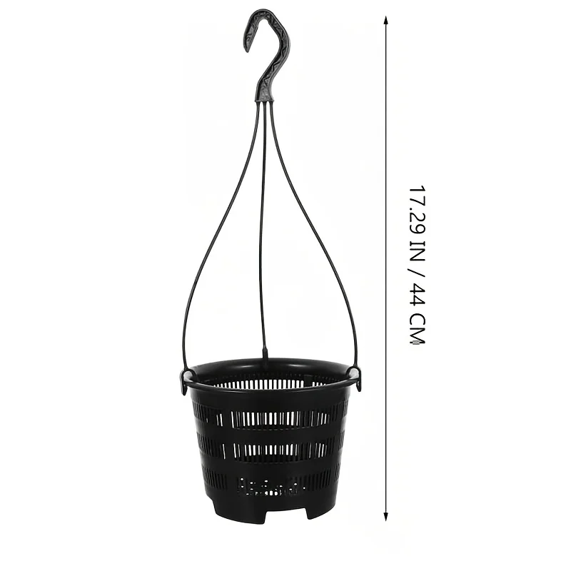 6Pcs Orchid Hanging Planters, Mesh Hole Root Control Pots With Hooks, Black Plastic Hanging Baskets Indoor Outdoor Plant Growing