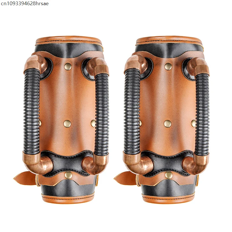 1 ชิ้นไวกิ้งยุคกลางอัศวินสายรัดข้อมือ Steampunk PU หนัง Bracers Pirate Knight Gauntlet เกราะฮาโลวีนคอสเพลย์ Armband