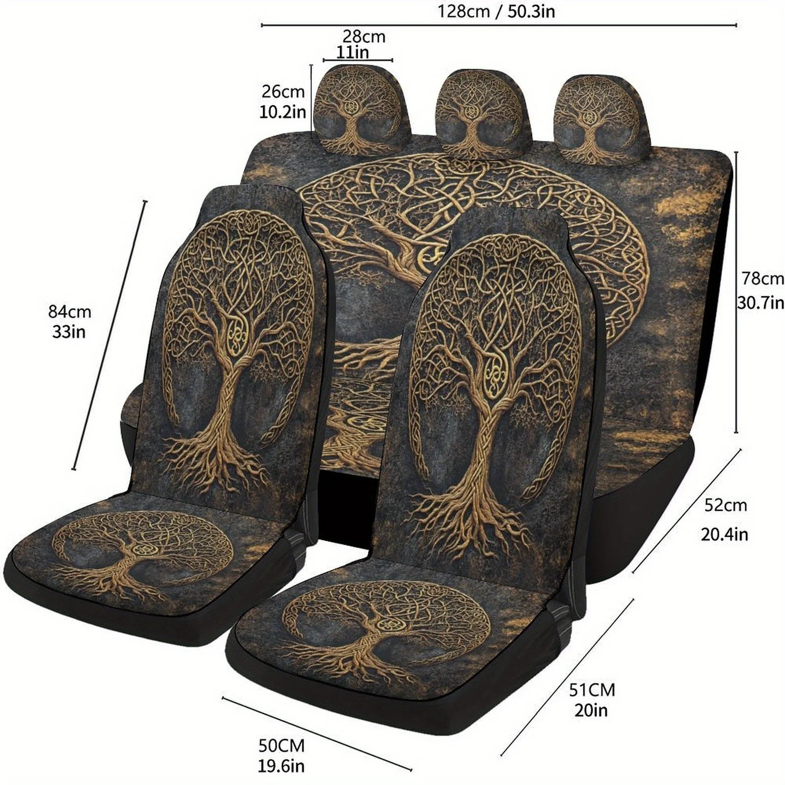 

[Celtic Tree Of Life Car Covers] Fashion Personalized Celtic Tree Of Life Car Seat Cover Set | Universal Fit For Most Cars | Ful