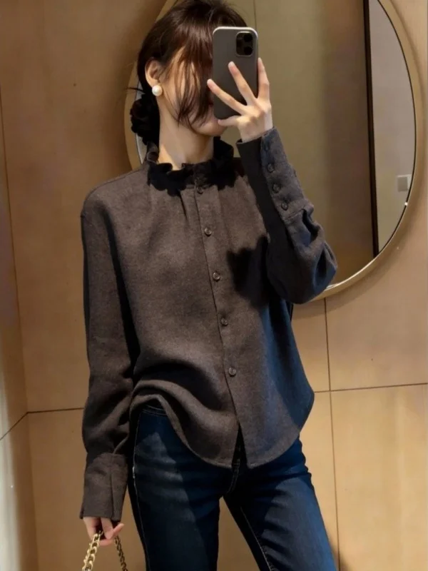 

Ele Deep ey Long Sve Women's Top Luxury Sle Loose Fit Knitted Cardigan Breathable Casual Wear Spring 2026