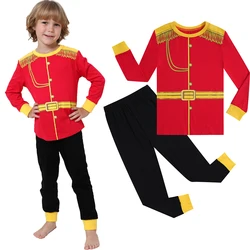 Prince Costume Kids Haloween Princes Pajamas for Toddler Boys Charming King Outfit Red Theme Party Printed Long Sleeves Clothes