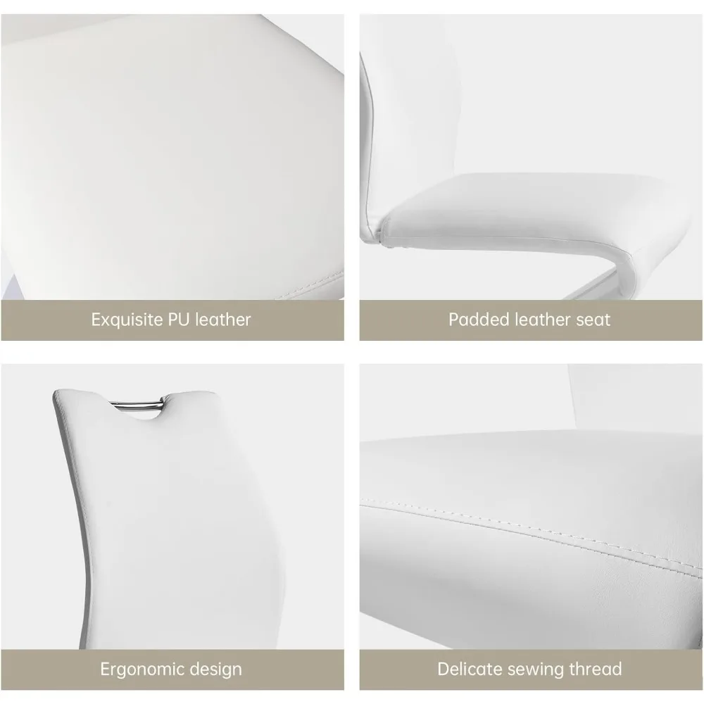 مجموعة كراسي تناول الطعام حورية البحر مكونة من 4 كراسي جانبية منجدة حديثة بدون ذراع للمطبخ وغرفة الطعام ومقعد وسادة من جلد البولي يوريثان قوي