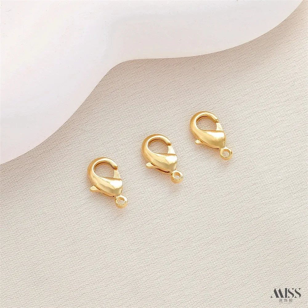 14K Gold Color 18K Plated Real Gold Spring Buckle Lobster Buckle DIY Bracelet Necklace Ending Connection Button Head Accessories
