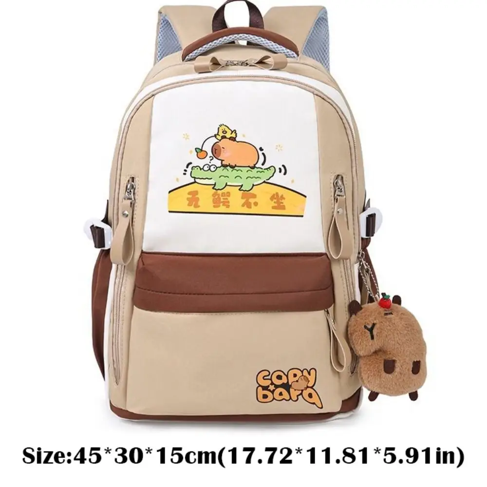 New Adjustable Strap Capybara Schoolbag Versatile Waterproof Shoulders Bag Large Capacity Shopping Bag