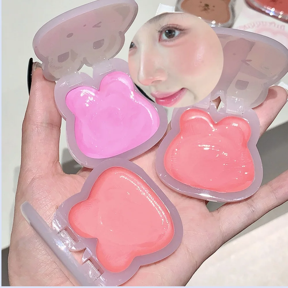 أرنب ملمع الماء الخد كريم أحمر الخدود لصق الطين تينت سطع الشفاه الخد كونتور روج تجميل ضد الماء أحمر الخدود أحادية اللون 1 قطعة