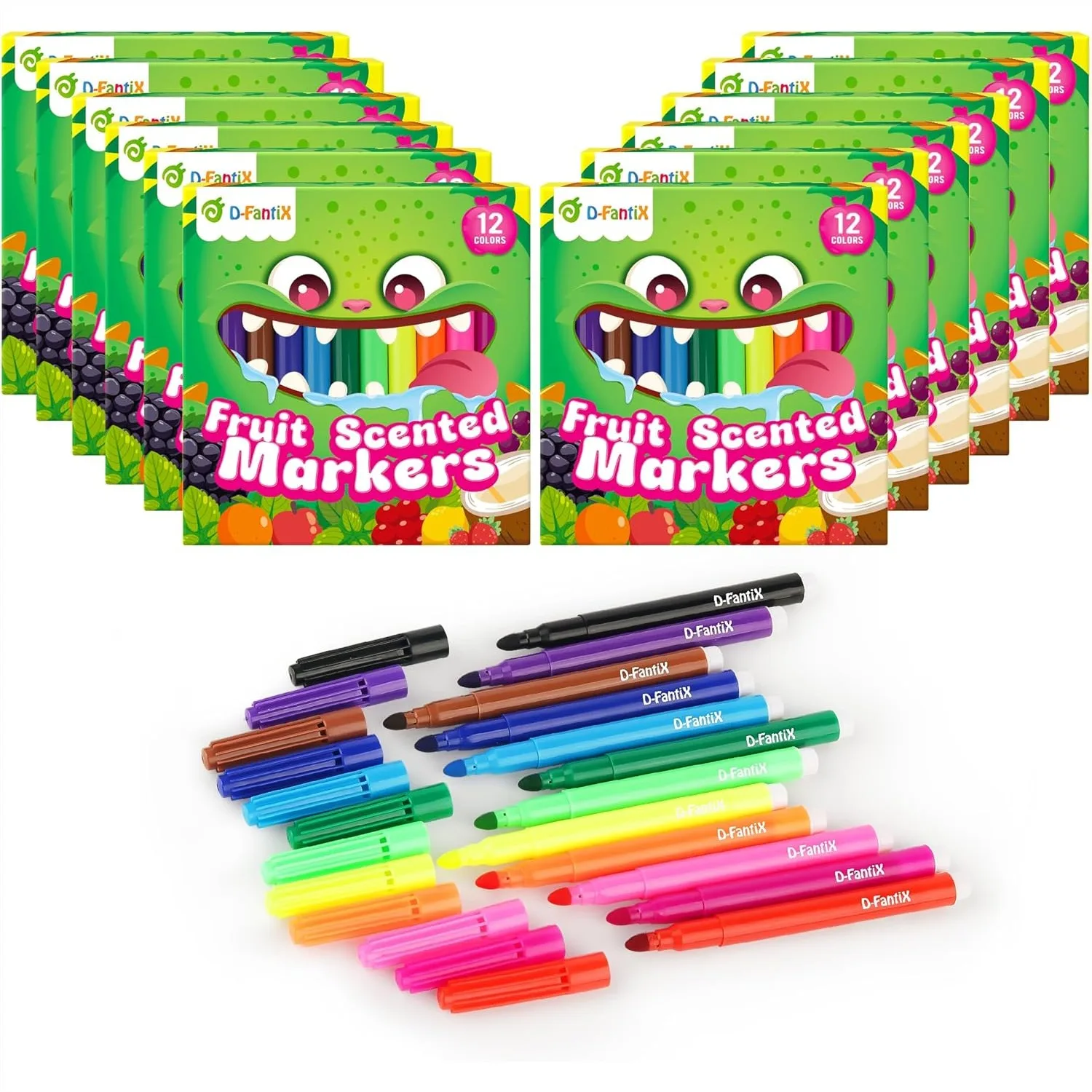 

144 Count Fruit Scented Washable Markers Set for Kids Toddlers, 12 Packs Bulk Art Supplies, Back to School Classroom Prizes Gifts