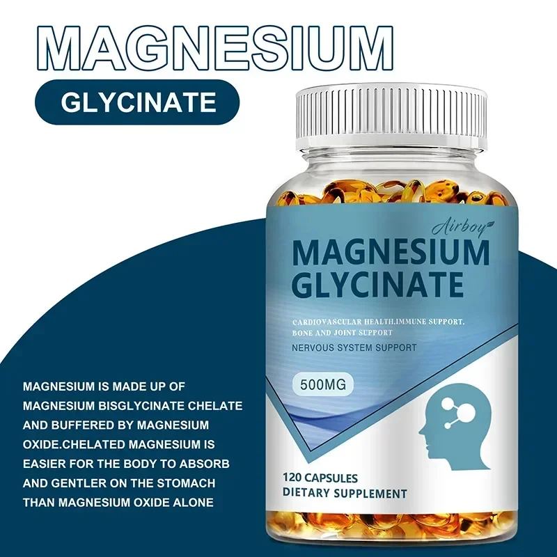 Magnesium Glycinate Capsules 500mg - Supports Bone Immune System, Heart Health, Promotes Natural Sleep, Soothes Nerves