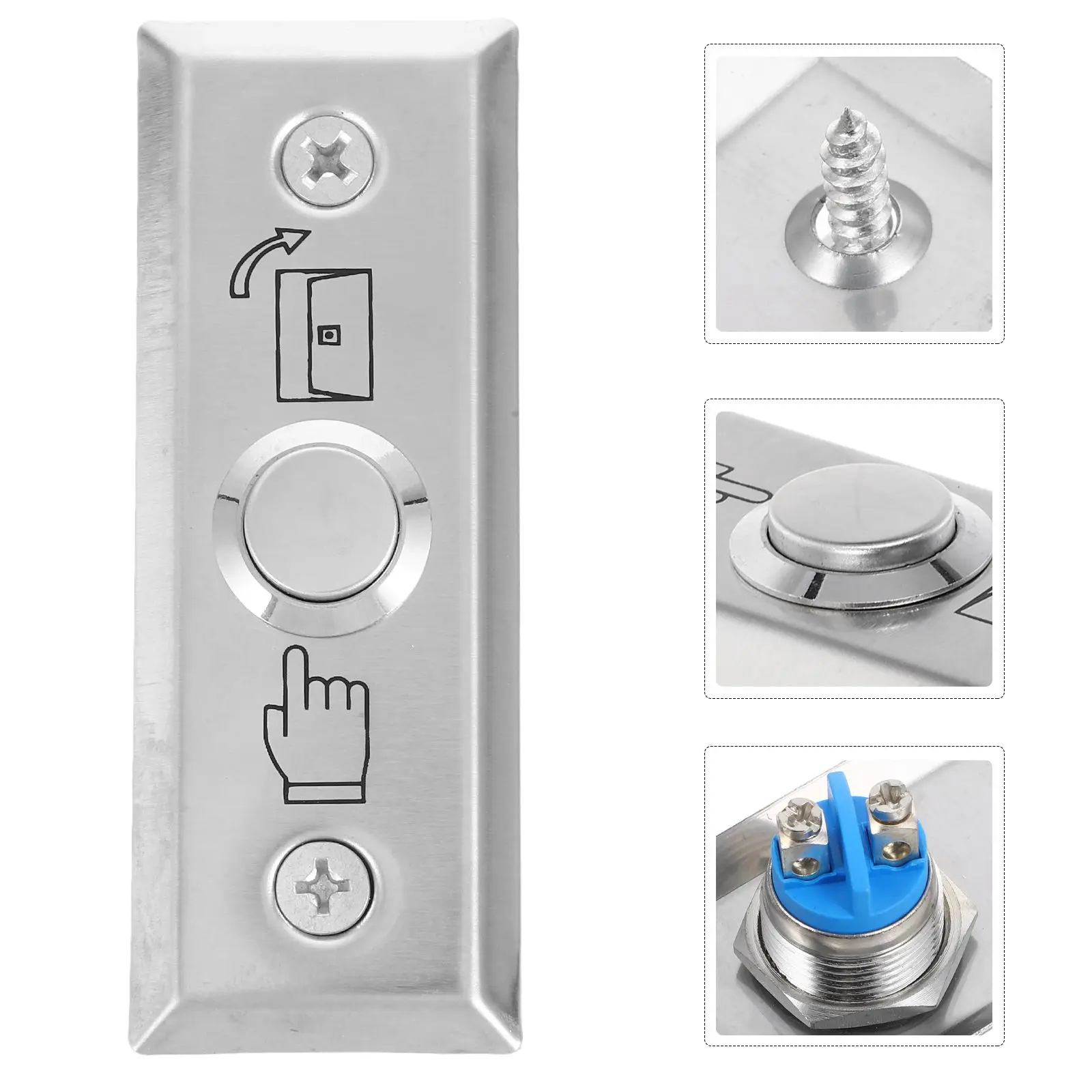 Access Control Switch Door Bell Cover Replacement Push Button Wall Plate Exit Ringer Stainless Steel Durable Practical Office