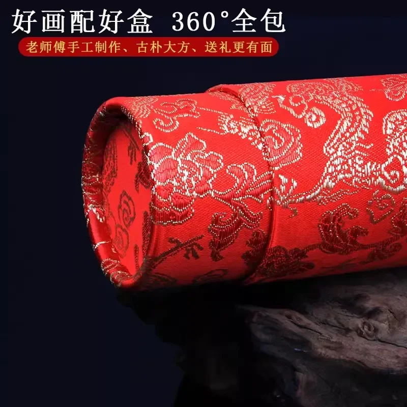 Chinese Brocade Scroll Case, Adjustable Collector's Box for Calligraphy & Painting Storage, High-end Gift for Conservation Art