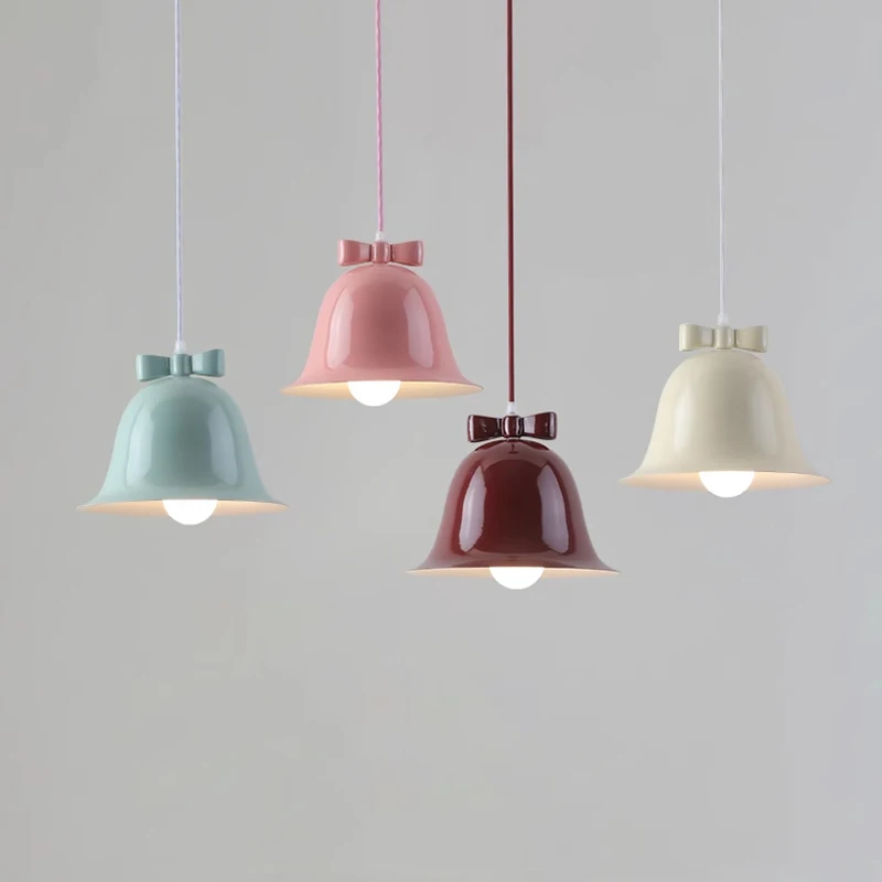 

Nordic Led Lamp Bell Shade Pendant Lights Modern Bowknot Hanging Lamps Living Room Children's Room Kids Bedroom Light Fixtures