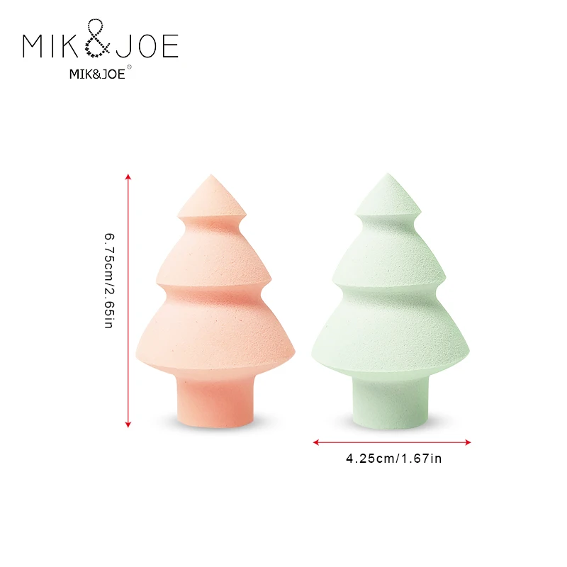 Esponja de maquillaje combinada con forma de árbol de Navidad Multicolor, suave y delicada para uso en el hogar o en viajes, 6 uds.