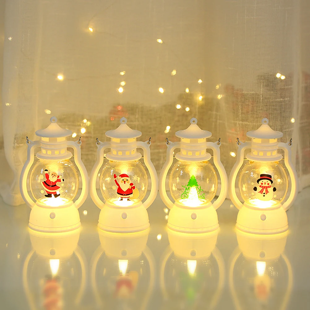 

2pcs Christmas Lantern Led Decoration Xmas Decorative Lamp Hanging Lantern For Indoor Home Party Plastic Warm Light