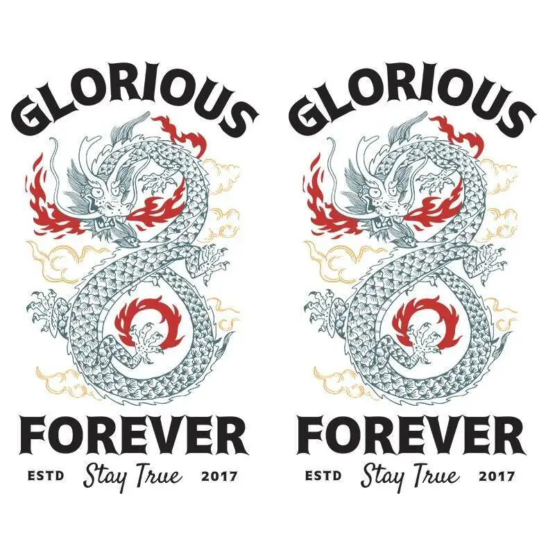 

Domineering Oriental Dragon Heat Transfer DIY Men's T-shirt striped Print personality decoration Iron On Patches