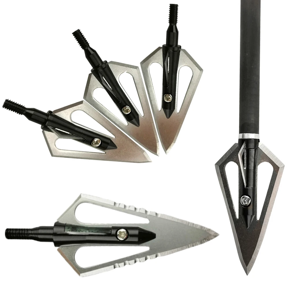 

6/12pcs Archery Arrowheads Stainless Steel 100Gr Broadhead Screw In Arrow Head Arrow Points Tips Hunting Shooting Accessories