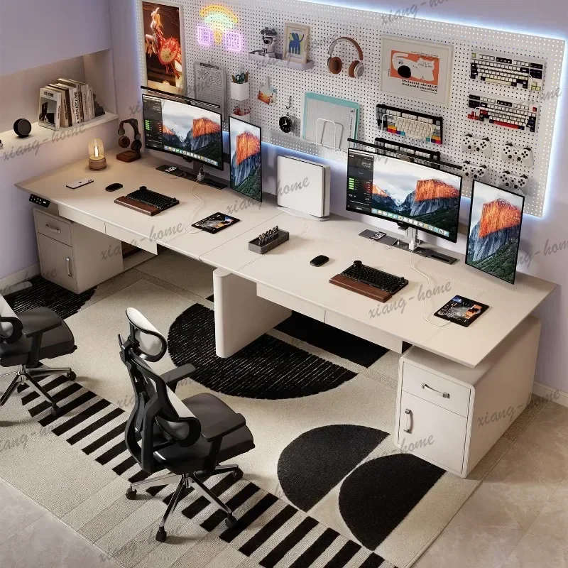 LD Nordic Electric Height-Adjustable Frame Desk Modern Creative Bedroom Dual-Motor Computer Desk Gaming Solid Wood