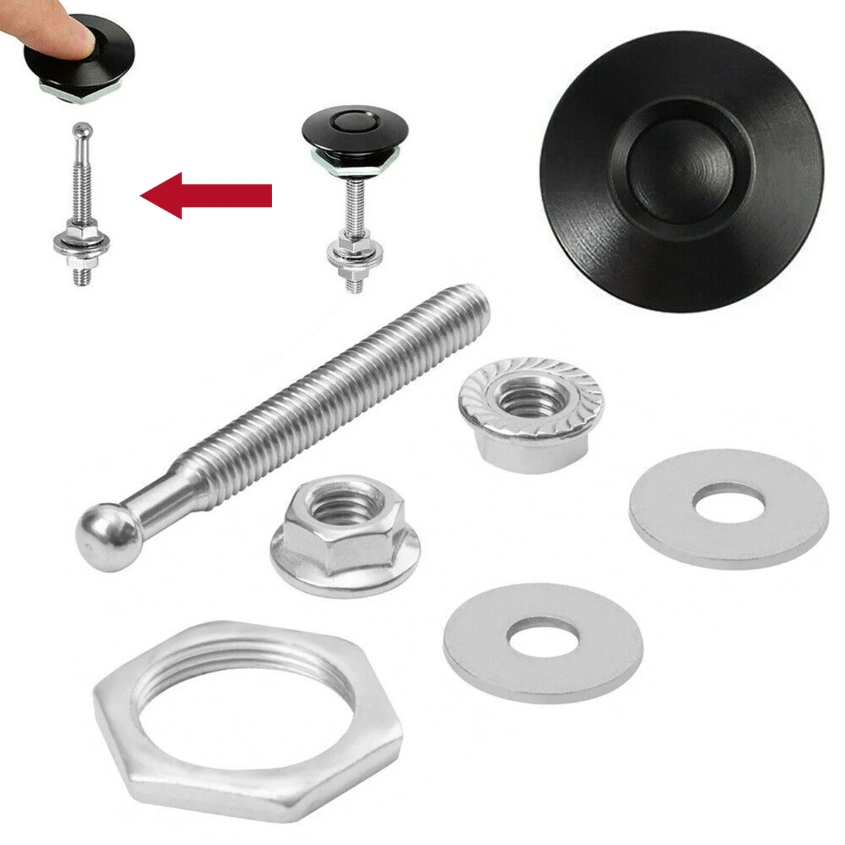 4Pcs Quick Latch Hood Pins Lock 1.2 Inch/30mm Universal Quick Release Fasteners Lock Aluminum Alloy Car Bumper Hood Pin Lock