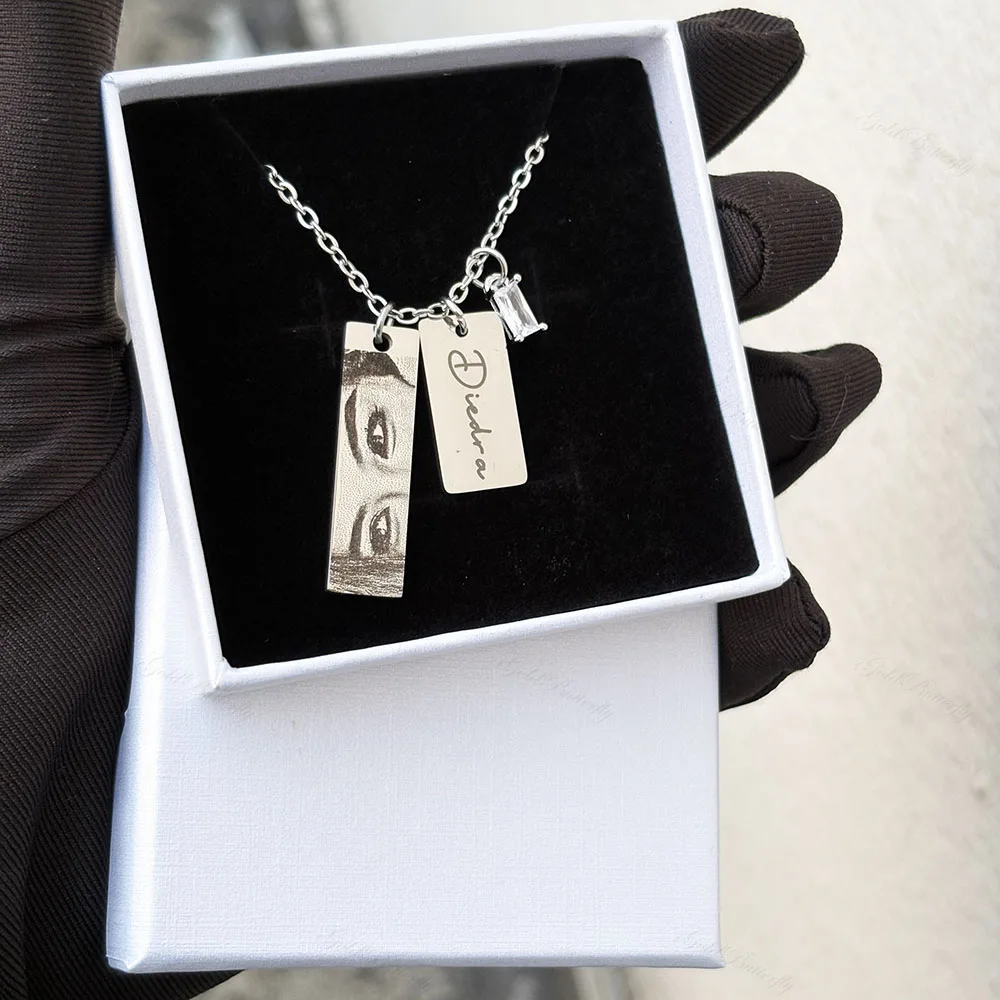 

Ожерелье с персонализированным именем, подвеска с фотографией в виде глаз на заказ с 12-мя камнями, изображение памяти, ювелирные изделия, подарок на день Святого Валентина для женщин