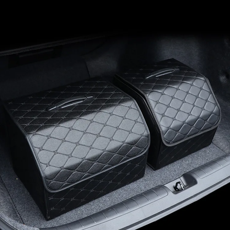 Boîte de rangement pour voiture, grande capacité, sac organisateur pour coffre de voiture, rangement d'outils automobiles, boîte de rangement pliable en cuir pour situations d'urgence